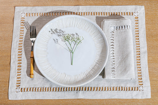 Double Arch Hemstitch - Placemats (Beige Linen)