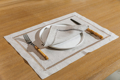 Simple Hemstitch - Placemats (Beige Linen)
