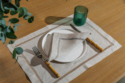 Simple Hemstitch - Placemats (Beige Linen)