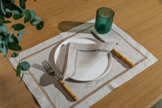 Simple Hemstitch - Placemats (Beige Linen)