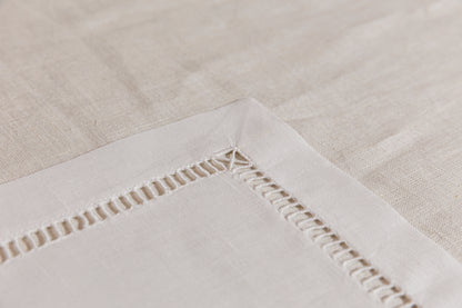 Simple Hemstitch - Napkins (White Linen)