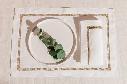 Simple Hemstitch - Napkins (White Linen)